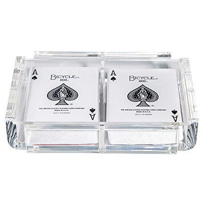 Modern Elegant Playing Card Deck Holder Tray with 2 Decks of Playing Cards in Unique Stylish Deluxe Acrylic Box with Color lid (Clear) - color: Clear