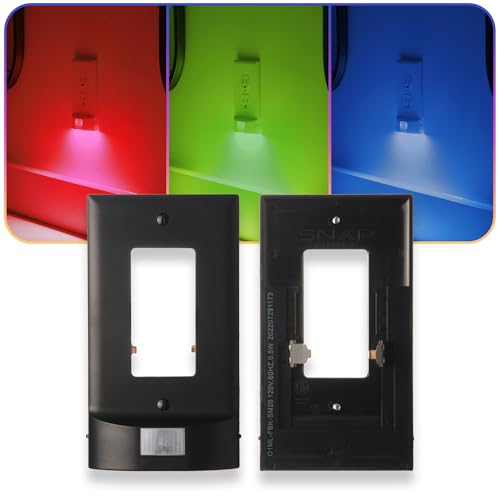 2 Pack - SnapPower Multi-Color GuideLight – Outlet Cover RGB Lights, Customizable Ambient Lighting/Mood Lighting for Home, Kitchen, Gaming Room, Kids Bedroom, Nursery, Holiday Decor (Black, GFCI) - color: Black, size: GFCI