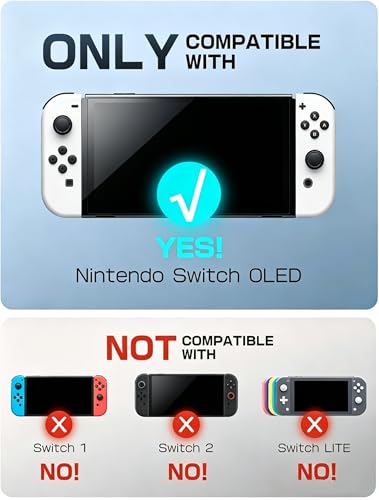 Mumba Dockable Case for Nintendo Switch OLED 2021, Blade Series TPU Grip Protective Cover Accessories Compatible with 7 Inch and Joy-Con Controller (Black) - color: Black