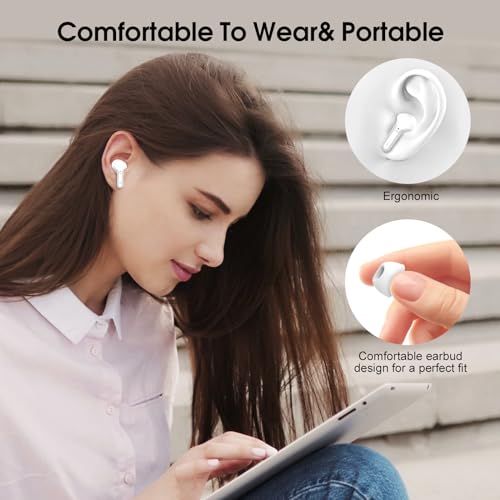 Wireless Earbuds, Bluetooth 5.4 Headphones HiFi Stereo, Bluetooth Earbuds with ENC Noise Cancelling Mic, IP7 Waterproof in Ear Earphones, 48H, LED Display Ear buds for Pad Workout Sports, White Purple - color: White