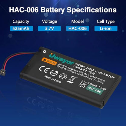 Joy Con Battery Replacement, 4 Pack HAC-006 Battery for Nintendo Switch HAC-015 HAC-016 Left & Right Joy-Con Controller, Joycon Replacement Batteries with Tools
