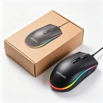 Wired Dual Mode Gaming Mouse & RGB Charging Mouse Pad Combo, 10W Qi Wireless Charger, Ergonomic Mice with RGB Light for Gaming & Office