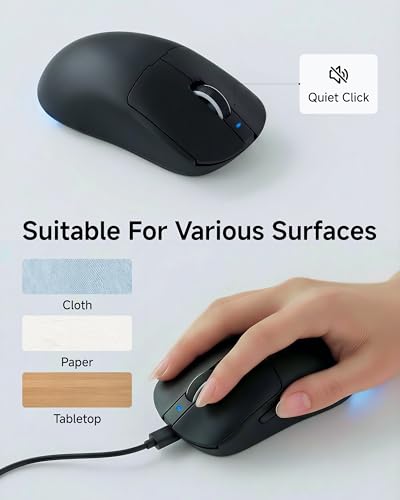 EWEADN Wired Keyboard and Mouse Combo with Detachable Wrist Rest, Quiet Ergonomic Keyboard Mouse Set with Multimedia Knob, RGB Backlit, Double-Shot Keycaps Natural Typing for Laptop, PC - Black - color: Black