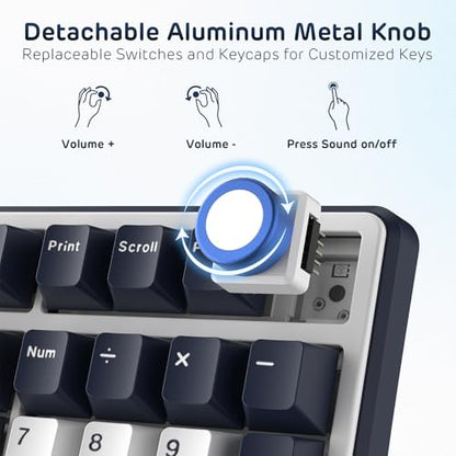 RK ROYAL KLUDGE X104 Wired Full Size Mechanical Gaming Keyboard, Metal Knob | Creamy Keyboard with Number Pad,104 Keys RGB Computer Keyboard Hot Swappable Linear Switch, Online Software for Wins/Mac - color: Star Blue, size: Silent Linear Switch
