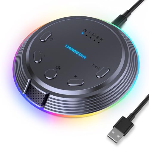 LIANGSTAR Gaming USB Microphone with 5 Voice Changes, Mute Button, Desktop Podcast Mic, Volume Control, RGB Condenser Computer Microphone for PC Gamer, YouTube, Streaming, Conference, Class - style: Dark Gray