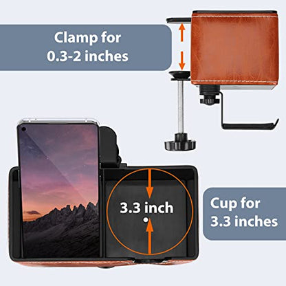 Desk Cup Holder Clip on Pen Holder Headphone Hanger Headset Stand Rotatable Clamp Hook Under Desk (Light Brown) - color: Light Brown