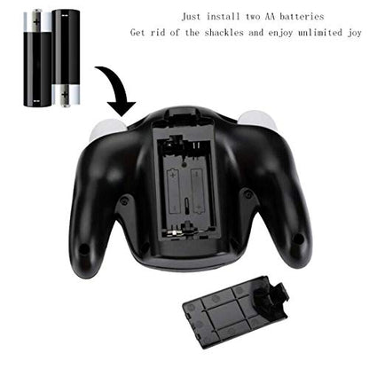 Wireless Game Cube Controller, 2 Pieces 2.4G Wireless Classic Gamepad with Receiver Adapter for Wii Game Cube NGC GC (Black and White) - color: Black and White