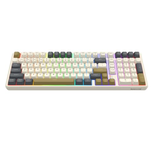 Redragon K528 Wireless Gaming Keyboard Bluetooth Computer Keyboards Creamy Cute with Number Pad RGB Backlit Tri-Mode BT/2.4GHz/USB-C, 4000mAh Battery for Win/MAC- Dusty Olive - color: Dusty Olive