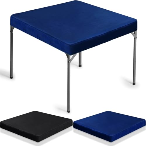 Frienda 2 Pack Felt Game Table Cover 34 x 34 Inches Square Folding Table Cloth Indoor Outdoor for Card Tables, Ideal for New Year Poker Mahjong Games, Picnic, Camping & Party - color: Black Blue