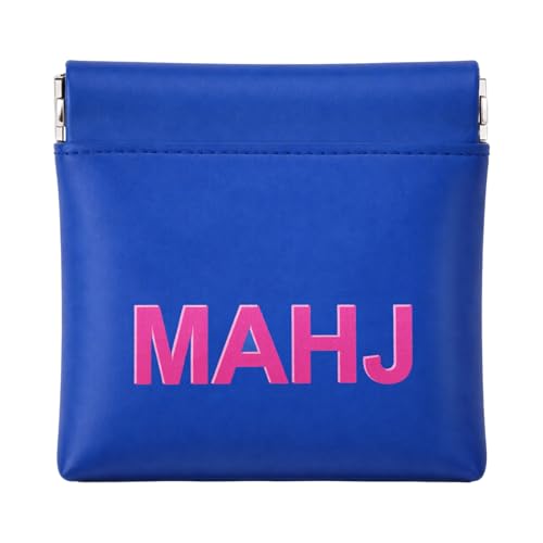 Mahjong Dice Bag Mini Tile Pouch,Solid,Dark Blue | 3.8"x3.9" PU Leather Squeeze Closure, Compact Storage for Tiles Coins Travel, Ideal for Board Game Party Accessory - color: Dark Blue
