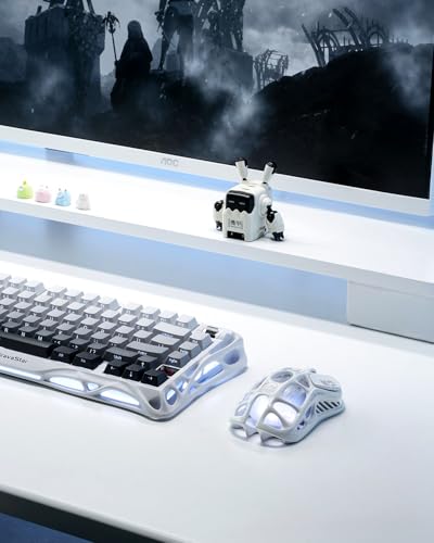 GravaStar Mercury M2 Wireless Gaming Mouse with 26,000 DPI, PAW3395DM Sensor -79g Lightweight Hollowed-Out Design -5 Programmable Buttons -5 Dynamic Lightsync RGB (White) - color: White
