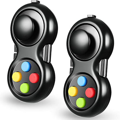 Skylety 2 Pcs Fidget Toys for Adults Controller Fidget Pad Stress Relief Cube Clicker Game Controller Sensory Educational Toy for ADHD Autism Relief Stress Anxiety(Black Style) - style: Black Style