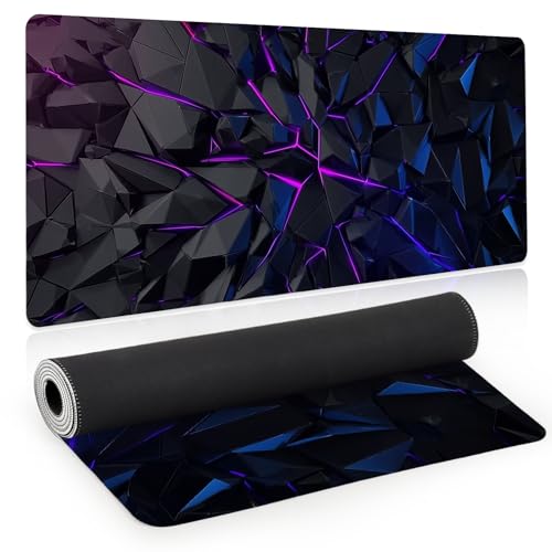 Gaming Mouse Pad, XL Extended Big Computer Mousepad, Large Mouse Pad for Desk with Non-Slip Rubber Base, Desk Mat, Keyboard Mat for PC, Office&Home, 31.5x11.8in, Geometric Neon - color: Geometry