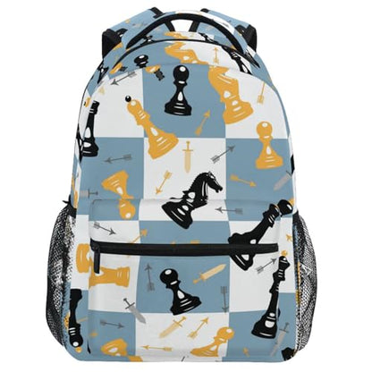 Backpack Blue White Chess Board Bookbag Daypack Travel Hiking Camping School Laptop Bag - color: Multi Pattern 26