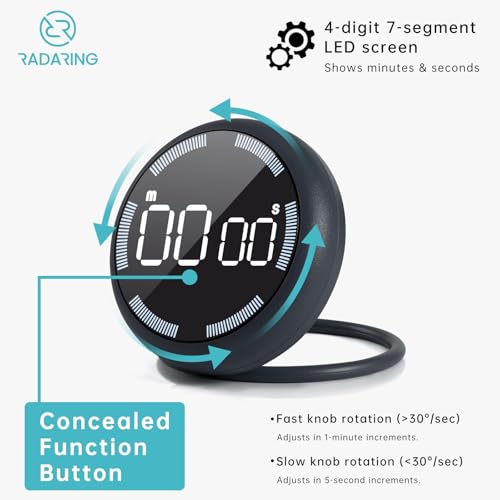 Stell Gray Quick Que Kitchen Timers, Visual timers Large LED Display Magnetic Countdown Countup Timer for Classroom Cooking Fitness Baking Studying Teaching, Easy for Kids and Seniors (Steel Gray) - color: Steel Gray