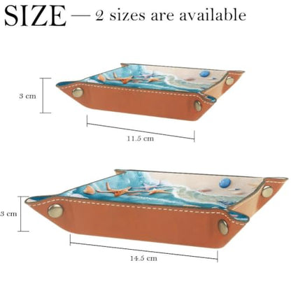 Beach Starfish Shells Dice Tray Folding Square PU Leather Dice Rolling Tray | Portable Dice Trays for Dice Games Like RPG, DND and Other Table Games, Folded 4.5x4.5x1.2inch - color: Beach Starfish Shells