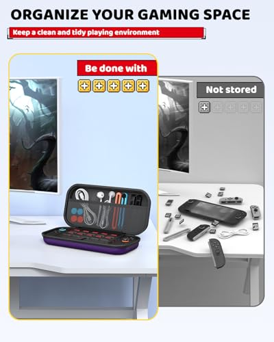 Switch 2 Slim Hard Shell Carry Case for Nintendo Switch 2 2025/Switch/OLED | Hard Shell Carrying Case with Soft Lining, 10 Card Slots, Durable Ballistic Nylon, Soft Silicone Handle, Switch2 Carry Case - color: Purple