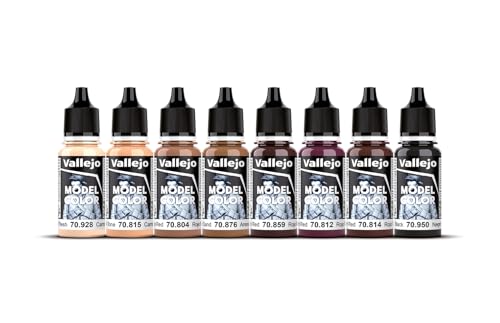 Vallejo - Face Painting Set | Model Color | Figure Color Series Miniature Model Kit to Create Realistic Tones and a Professional Approach with Artist-Grade Pigments | 8 Bottles x 18 ml. (0.60 fl.oz) - style: Face Painting