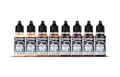 Vallejo - Face Painting Set | Model Color | Figure Color Series Miniature Model Kit to Create Realistic Tones and a Professional Approach with Artist-Grade Pigments | 8 Bottles x 18 ml. (0.60 fl.oz) - style: Face Painting