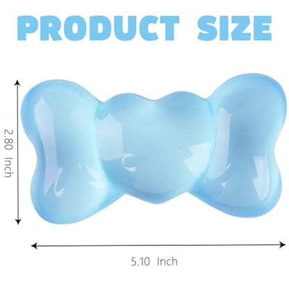 Gel Wrist Rest for Keyboard and Mouse Transparent Blue Bow Elbow Pad Cushion Ergonomic Cute Clear Cool Heart Mouse Wrist Pad Silicone Non-Slip Support for Computer Gaming Home Office Women Hand Pillow - color: Bow Blue