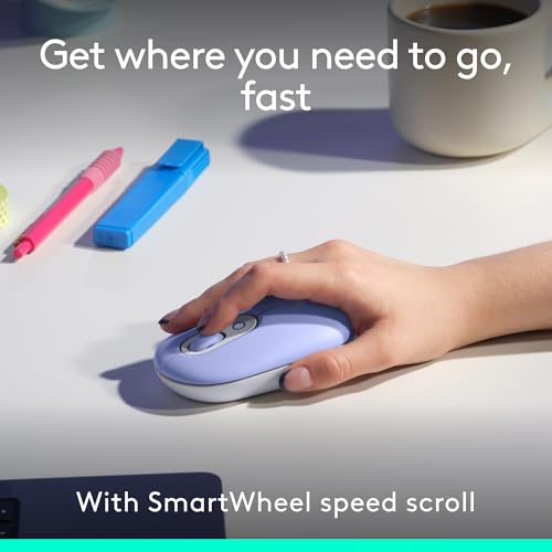 Logitech POP ICON Combo, Wireless Bluetooth Keyboard and Mouse, Comfortable Typing, programmable Keys and Buttons, Quiet clicks, Easy-Switch up to 3 Devices - Lilac - color: Lilac, style: Combo
