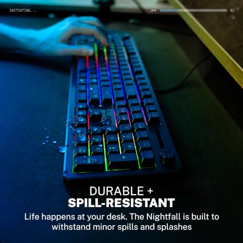 JLab Nightfall Gaming Keyboard, Wired, RGB, 104 Keys, Black - color: Black