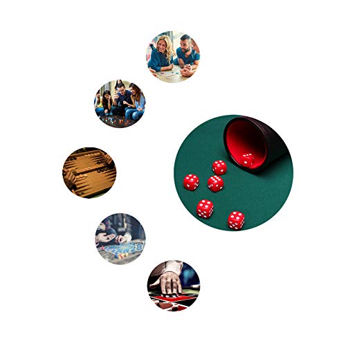 Leather Dice Cup Set Red Felt Lining Quiet Dice Shaker Cup with 6 Red Standard Dot Dice for Farkle Yahtzee Games, 1 Pack - color: Red1