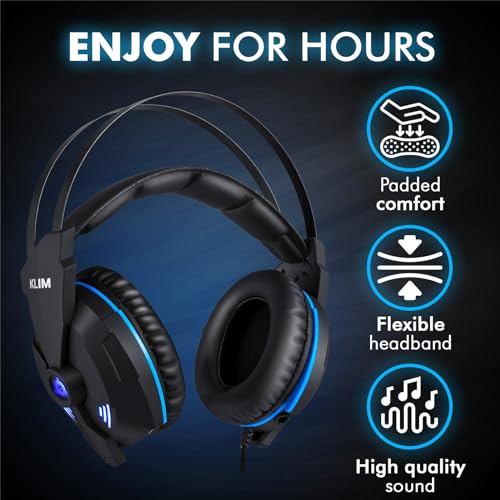 KLIM Impact V2 - USB Gaming Headset - 7.1 Surround Sound - Noise Cancelling - High Definition Audio - Strong Bass - Video Games Headphones Audifonos with Microphone for PC Gamer PS4 - Noise Cancelling