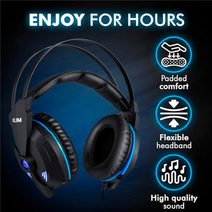 KLIM Impact V2 - USB Gaming Headset - 7.1 Surround Sound - Noise Cancelling - High Definition Audio - Strong Bass - Video Games Headphones Audifonos with Microphone for PC Gamer PS4 - Noise Cancelling