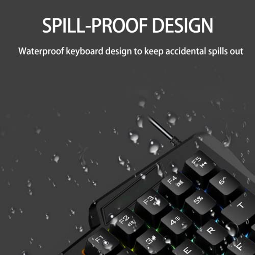 One-Handed Mechanical Gaming Keyboard,35 Keys Waterproof Professional Gaming Keypad,with 3 Color Backlight, Single Handed Keyboard for Computer Mobile Games