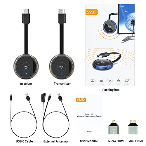TIMBOOTECH Wireless HDMI Transmitter and Receiver 4K, Casting Media Video/Audio/File HDMI Wireless Extender 5G Kit for Laptop, Camera, Cable Box, Netfix, PS5, Phone to Monitor, Projector, HDTV 165FT - color: Gray