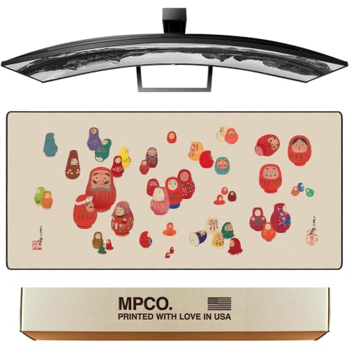 MPCO. Original Large Gaming Desk Mat – 36" x 17" Duraglyde Russian Doll by Koboshi Full Desk Mouse Pad for Smooth Precision – Non-Slip, Washable Extra-Large PC Mouse Pad for Gaming Sessions - color: Russian Doll, by Koboshi, size: 36L x 17W inches
