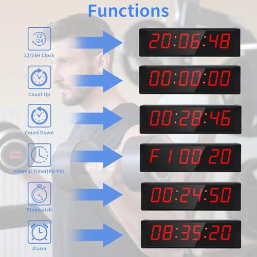 Large Stopwatch with Start/Stop Button, LED Digital Timer with Remote, Countdown Clock with Buzzer, Gym Clock for Home Gym, Interval Timer for Workout - style: Rechargeable
