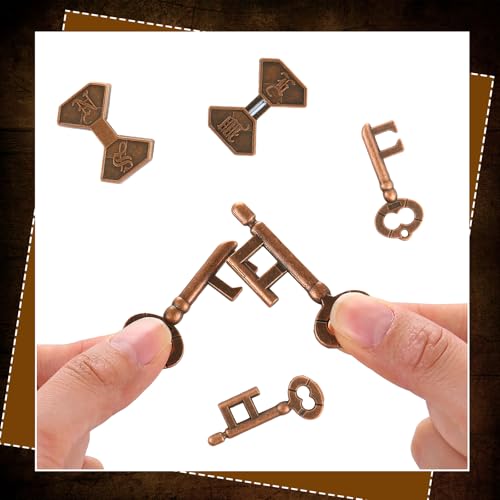 2 Pcs Metal Brain Teaser Puzzle for Adult Teen,Compass Box Key Lock | 3D Logic Puzzle Set, Iq Education Challenge Toy, Unlock Interlocking Puzzle Gift, Brain Puzzles for Family Classroom - style: Compass Box Key Lock