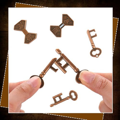 2 Pcs Metal Brain Teaser Puzzle for Adult Teen,Compass Box Key Lock | 3D Logic Puzzle Set, Iq Education Challenge Toy, Unlock Interlocking Puzzle Gift, Brain Puzzles for Family Classroom - style: Compass Box Key Lock