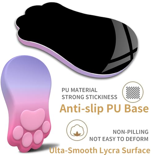 L-SPOUTTO Ergonomic Mouse Pad with Wrist Rest,Pink Mouse Pad Wrist Support | Cute Cat Paw Comfortable Massage Design,Computer Pain Relief Mousepad with Non-Slip Base for Desk Laptop Gaming,Pink&Purple - color: Pink & Purple