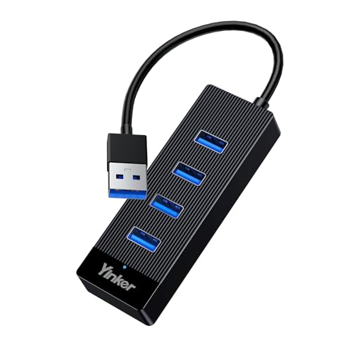USB Hub 4 Ports, Multiple USB 3.0 Hub, USB-A Splitter for Laptop with Type-C Power Port, Extender for A Port Laptop, PC Desktop and More(0.5ft) - size: 0.5 FT