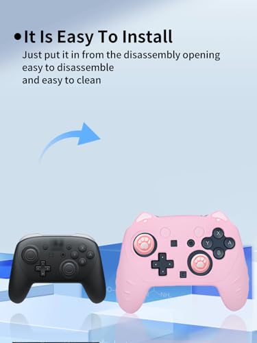 Case for Nintendo Switch 2 Pro Controller,UYRUREL Premium Sillence Material,Shock-Absorbing and Anti Drop Protection Soft Shell,with Stickers and Thumb Grips,Pink. - color: Pink