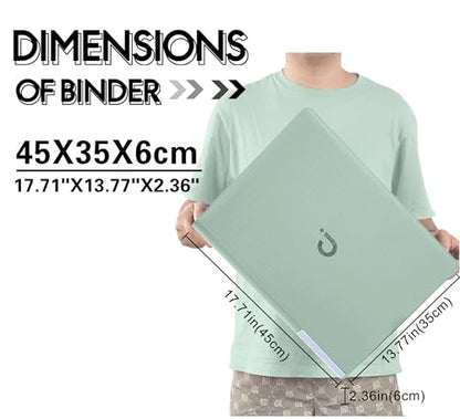 D DACCKIT Card Binder 16 Pocket - Fits 1024 Cards，4X4 Ringless Card Album with Sleeves for Trading Cards & Sports Cards（Model A，Asakusa Green） - color: Asakusa Green
