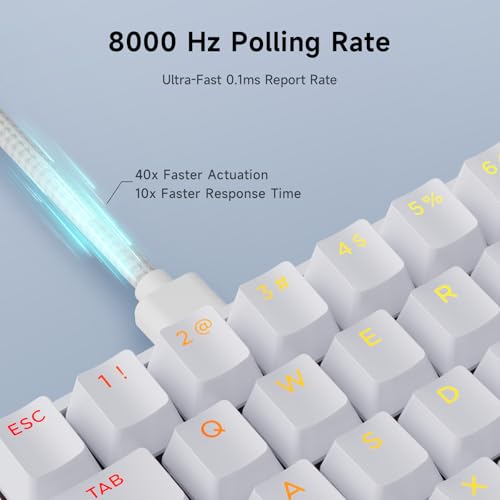 MCHOSE Ace 60 PRO Gaming Keyboard 60 Percent, Hall Effect Keyboard Wired, Magnetic Switch Keyboards Rapid Trigger, 8K Polling Rate, Adjustable Actuation Point, RGB Lighting, HotSwap, White - color: 60Pro-White TTC Uranus Switch