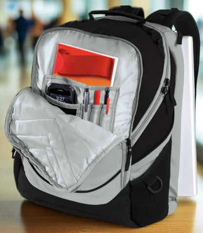 Broad Bay Boise State Backpack | Official BSU Broncos Logo, Padded Laptop Computer Section, Premium 600 Denier Nylon Fabric, - color: Black & Gray