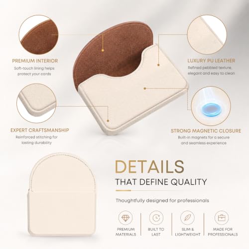 Business Card Holder，PU Leather Business Card Case for Purse，Pocket Travel Name Card Case Holder Wallet for Men Gift，Portable Magnetic Business Card Carrier White - color: White
