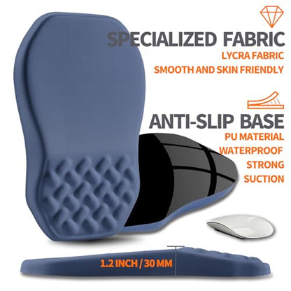 Ergonomic Slope Mouse Pad Wrist Support, Wrist Rest Mousepad for Carpal Tunnel Pain Relief with Massage Bulge and Slow Rebound Memory Foam (12x8 inch, Deep Blue) - color: Am027-deep Blue