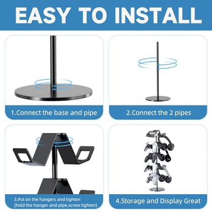 Controller Stand,5 Tier Headphone Holder for Classroom | Universal Compatibility,Holds 10 Controllers or 2 Headsets + 5 Controllers,Sturdy build,Space-Saving Organizer,For Gamer