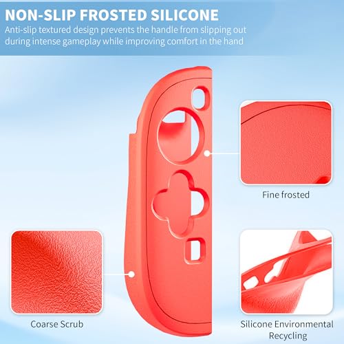 PAWDIARY Switch 2 Controller Case Silicone Softshell, [2 Pieces] Frosted Switch 2 2025 Grip Cover Protector and 2 Thumb Caps, Comfort Handheld Controller Skin Accessories - Red&Blue - color: Red-Blue