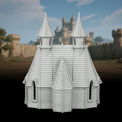 Modular High-Gothic Stone Manor for TTRPG - 25mm Scale Unpainted Fantasy Scenery with Dual Spires, Detailed RPG Terrain Set for Dungeon Masters & Wargame - City Building 1 (AF1104 G) - color: Af1104 G City Building 1