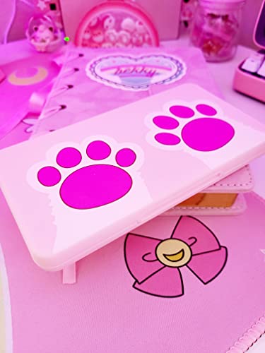 NANANINO Pink Game Storage Case Compatible with Nintendo Switch – Slim 24-Slot Holder with Cute Cat Paw Design - color: CatPaw
