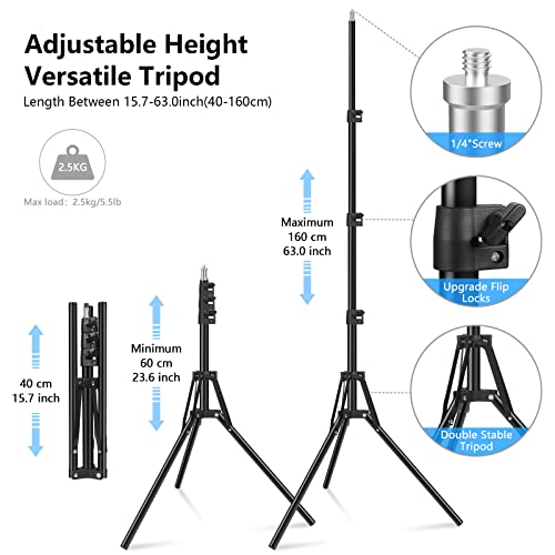 2 Packs RGB LED Video Light with Tripod Stand/White Filters