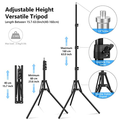 2 Packs RGB LED Video Light with Tripod Stand/White Filters