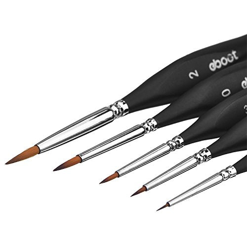eBoot Paint Brushes Set Artist Paint Brushes Painting Supplies for Art Watercolor Acrylics Oil, 5 Pieces (Black)